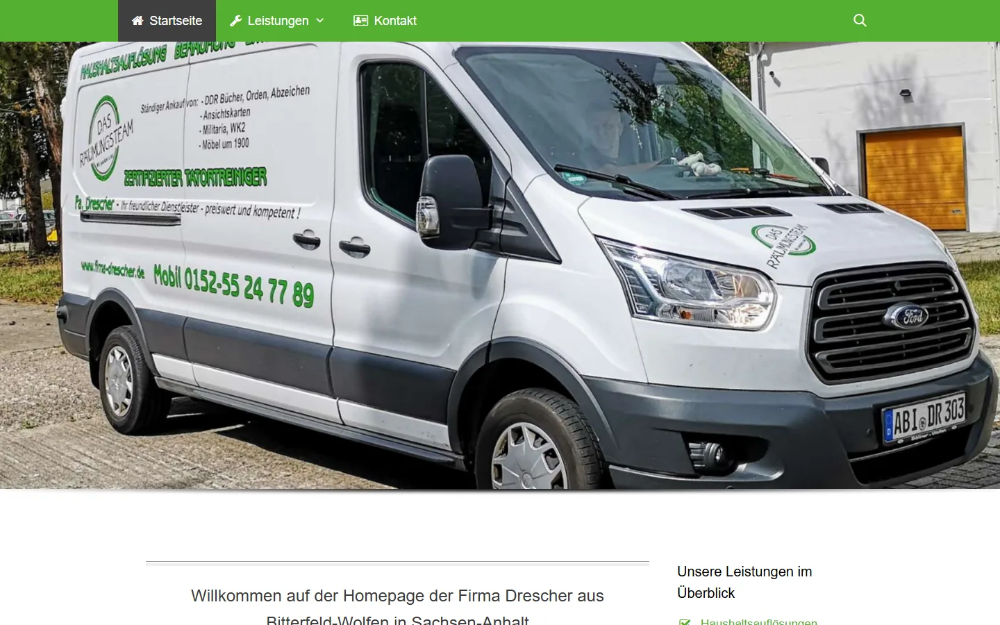 Startseite firma-drescher.de auf dem Desktop