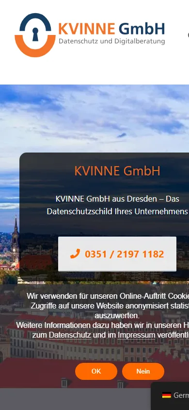 Startseite kvinne.de auf dem Smartphone
