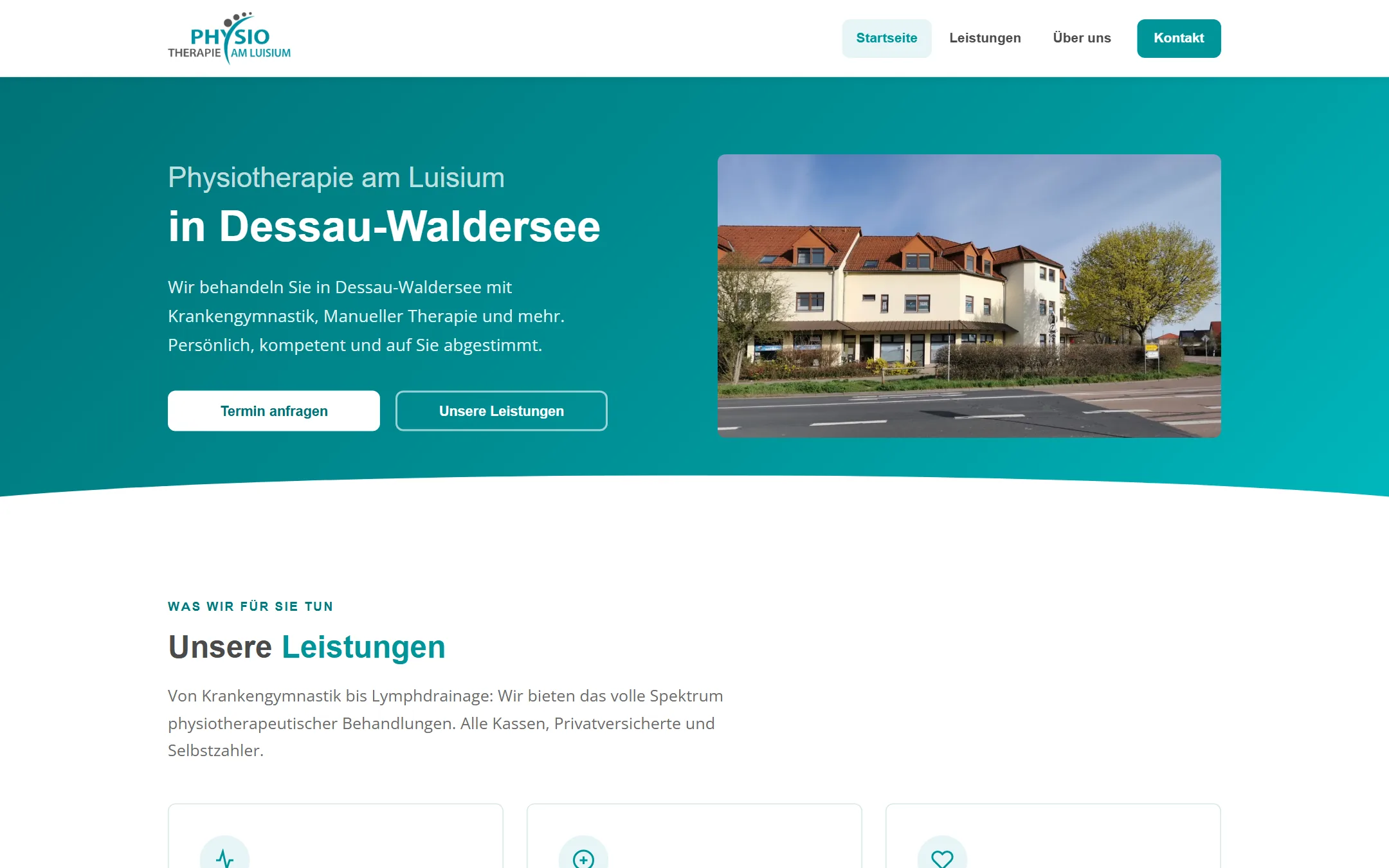 Startseite physiotherapie-am-luisium.de auf dem Desktop