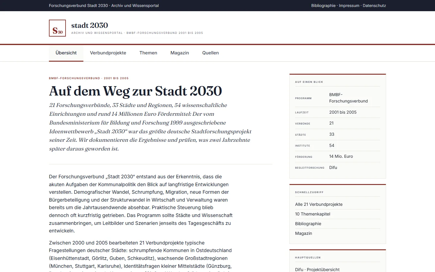 Startseite stadt2030.de auf dem Desktop